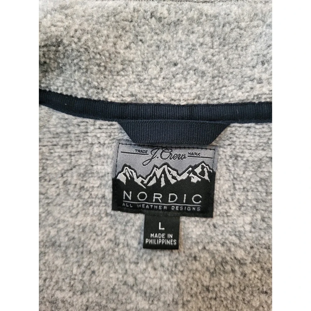 J.Crew Nordic All Weather Designs Mens Large Grey Fleece Quarter Zip Pullover